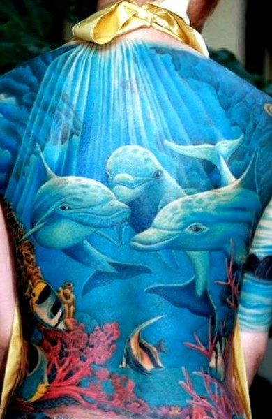 эскиз тату дельфин