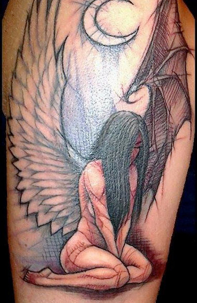 эскиз татуировки ангел