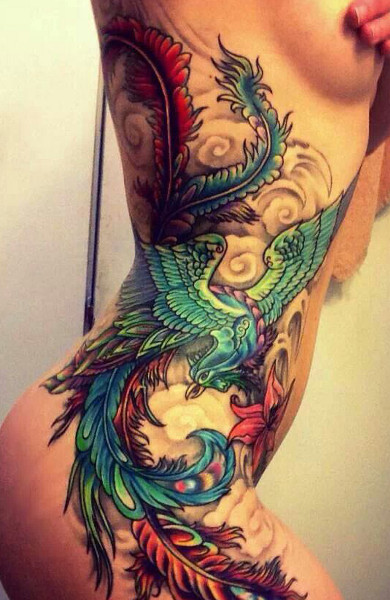 эскиз татуировка феникс