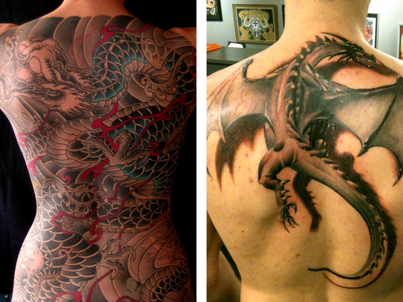Татуировка дракон в различных стилях