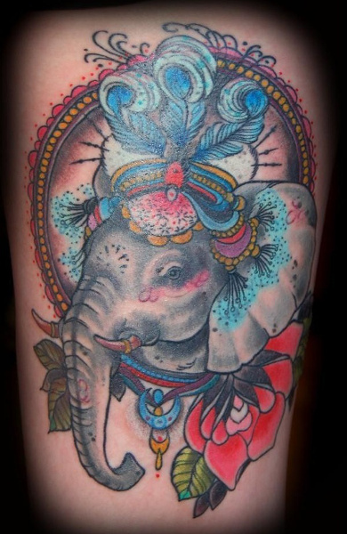 Татуировка индийский слон