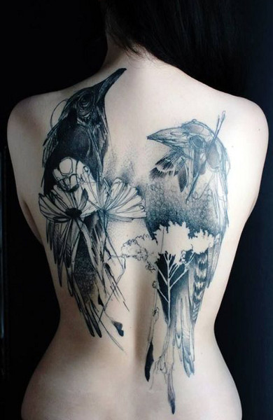 фото татуировка ворон