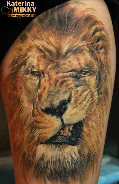 Татуировка оскал льва
