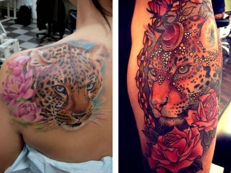 Две татуировки леопард