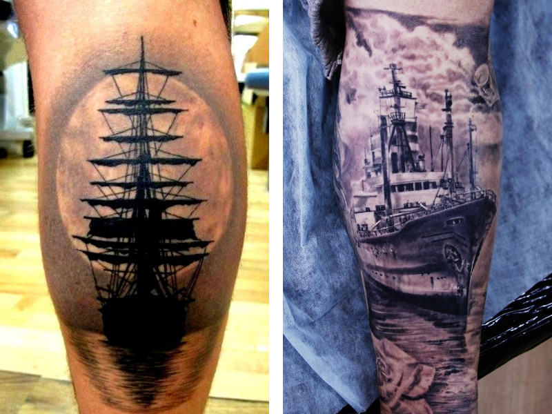 Значение татуировки корабль с парусами на руке. Татуировка корабль