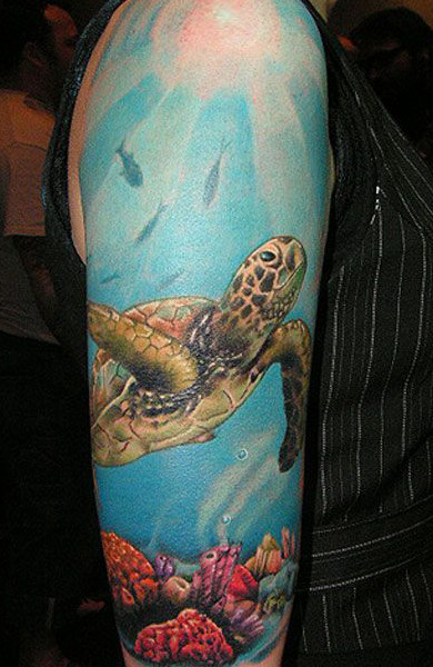 эскиз татуировки черепаха