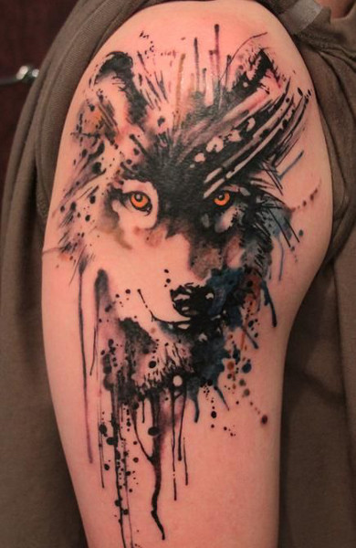 Эскиз татуировка волк